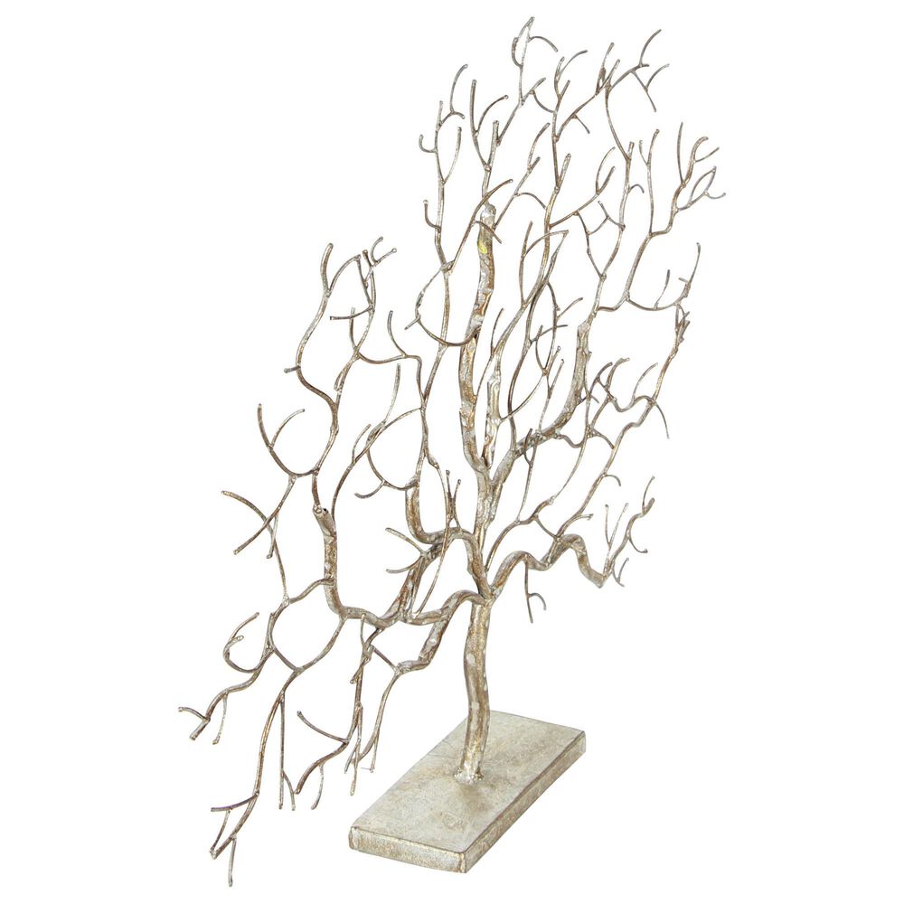 Maple and Jade 24&quot; x 32&quot; Winter Tree Sculpture in Silver and Gold, , large