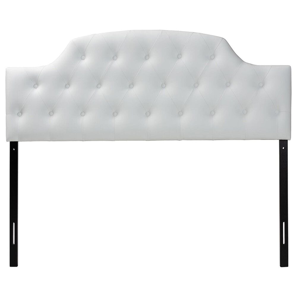 Baxton Studio Morris Queen Headboard with White Upholstered in Black, , large