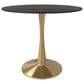 Leisuremod Leisuremod Bristol 35 round dining table Gold Base With Black Top, , large