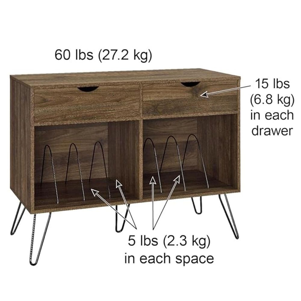 DHP Turntable Stand with Drawers in Walnut, , large
