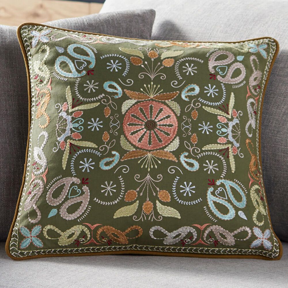 Surya Millie Kay 20&quot; Square Throw Pillow in Grey, Pearl, Camel and Khaki, , large