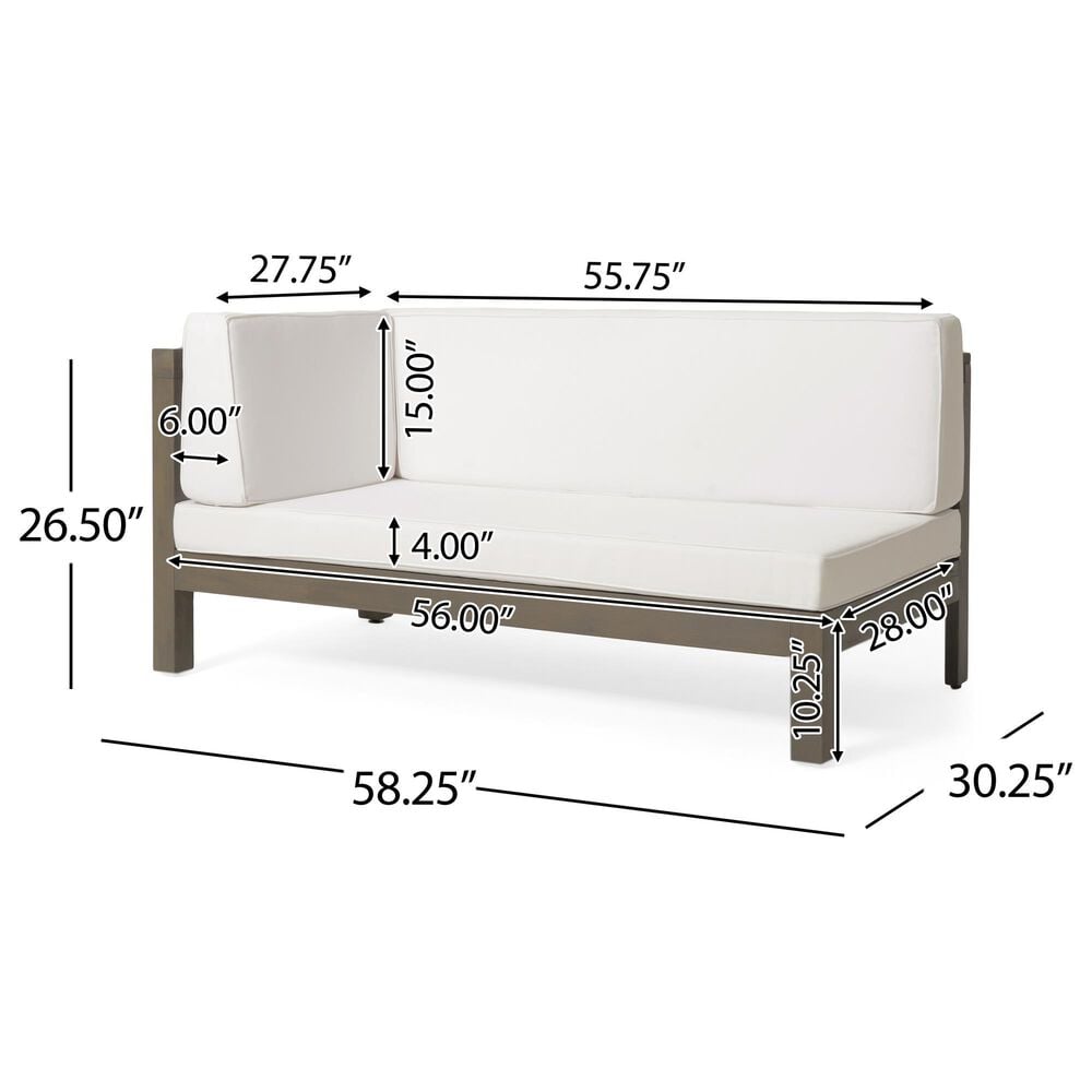 Hearth and Haven Brava Outdoor Corner Bench with Coffee Table in White, , large