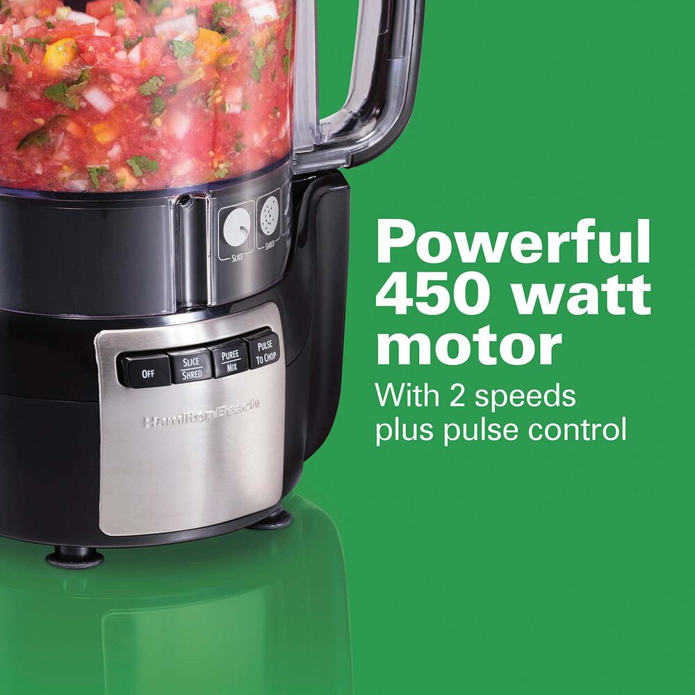 Hamilton Beach 12-Cup Stack and Snap Food Processor in Black and Stainless Steel, , large