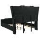 Pacific Landing Lorient Queen Upholstered Wingback Bed in Black with LED Lights, , large