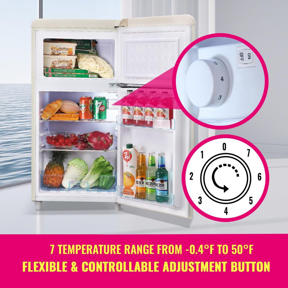 HOMLUX 3.5 Cu. Ft. Top Freezer Refrigerator with Dual Doors and Adjustable Shelves in White, , large