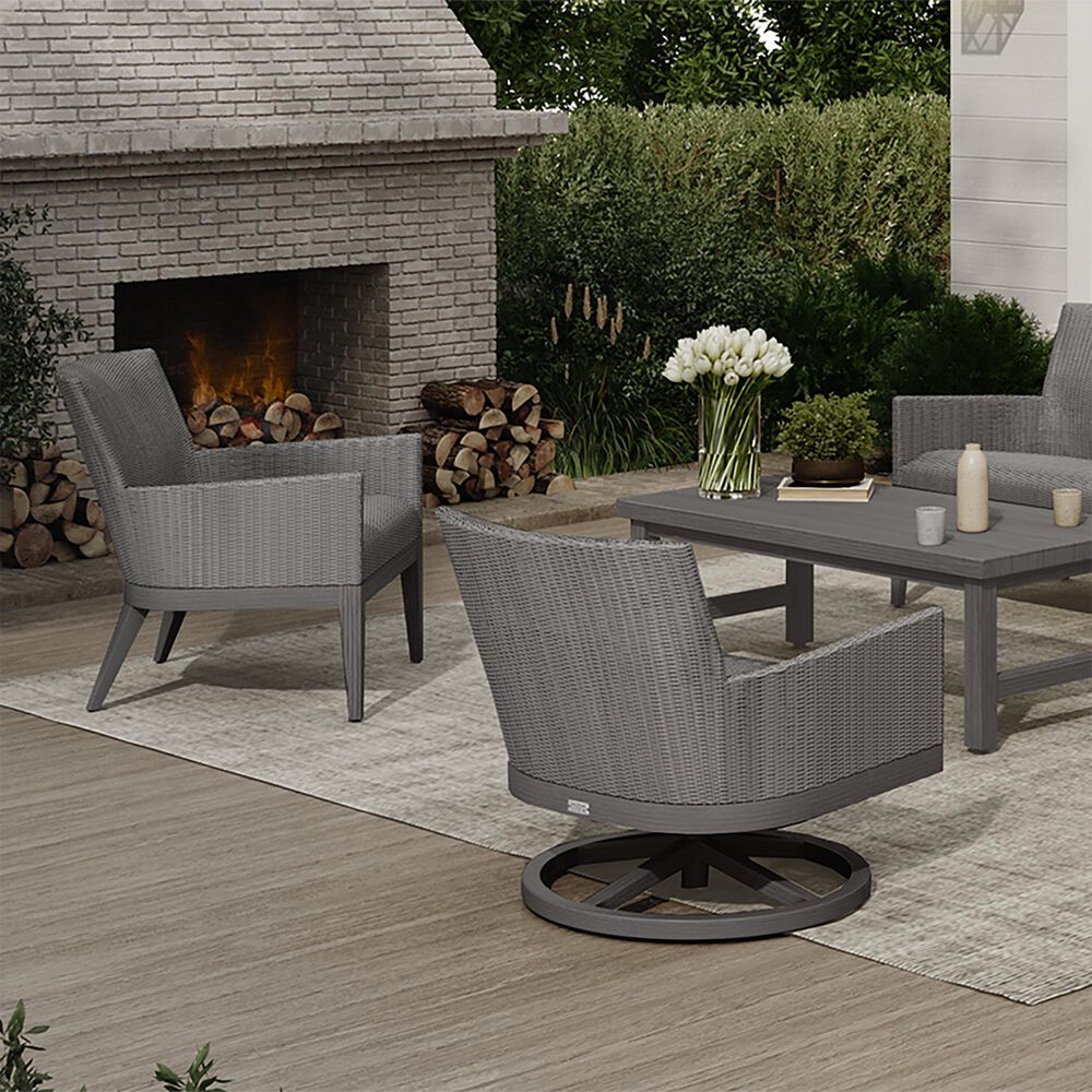 Ebel Outdoor Furniture Siena Patio Swivel Rocker Chair in Fog and Smoke, , large