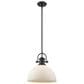 Golden Lighting Hines 1-Light Pendant in Black with Opal Glass, , large