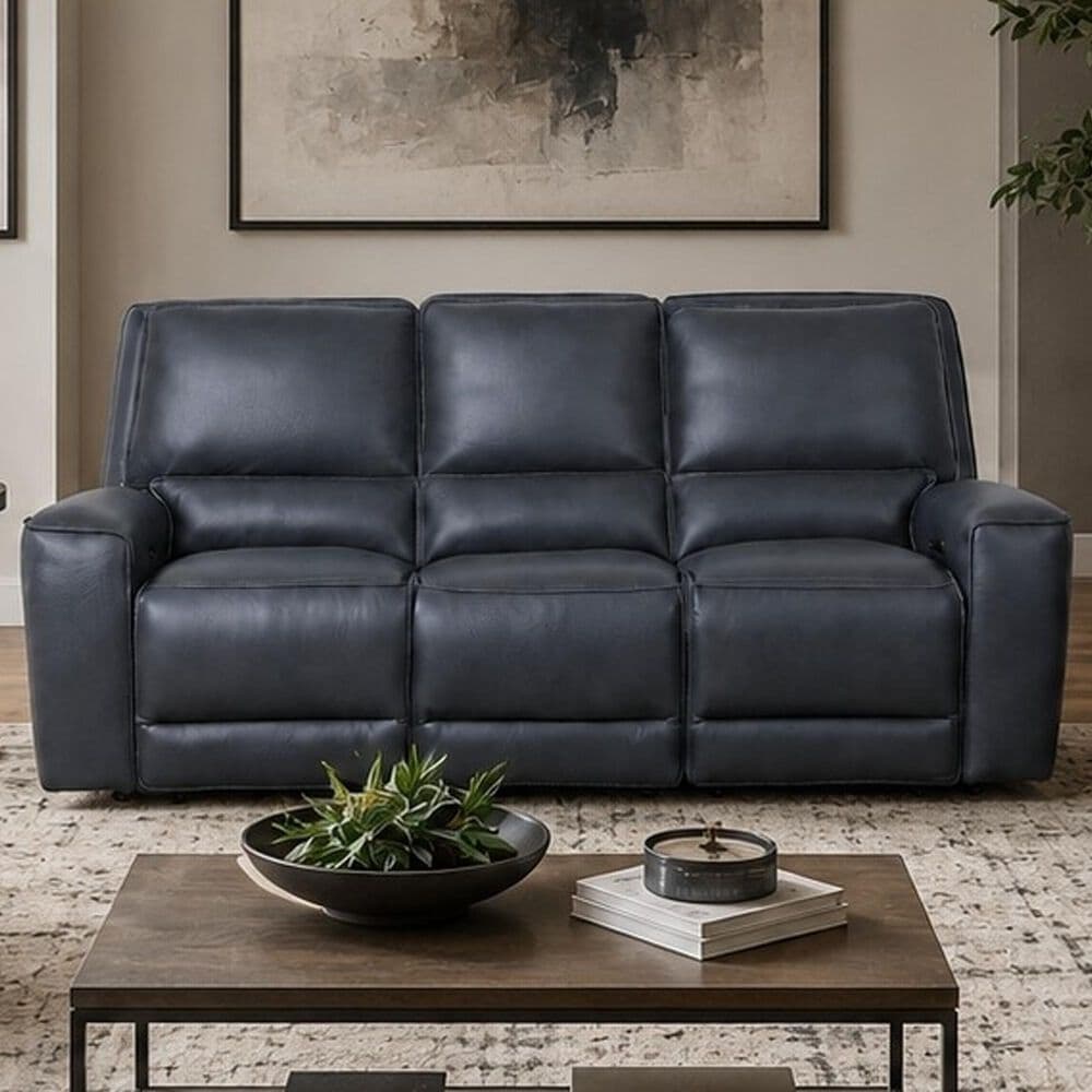 Oxford Furniture Zero Gravity Power Reclining Console Sofa with Power Headrests in Ajax Indigo, , large