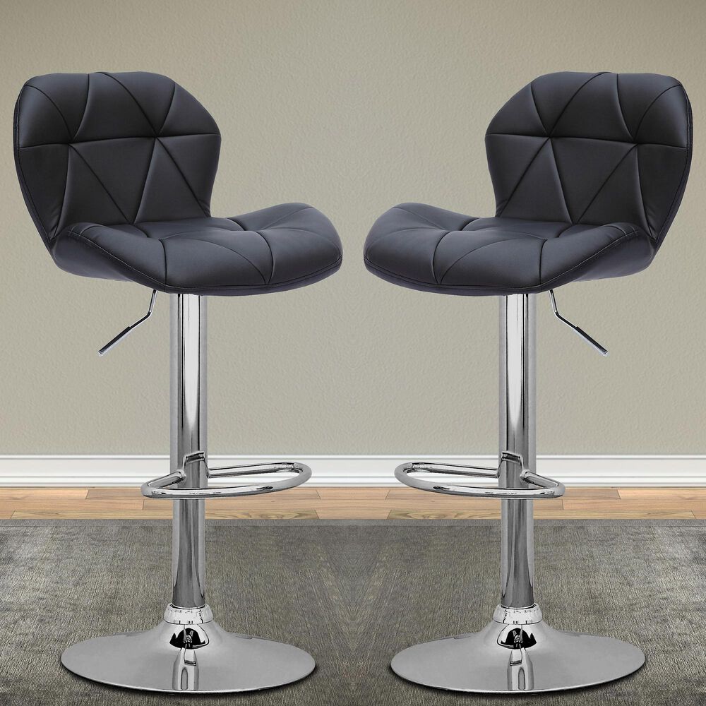CorLiving Adjustable Bar Stool in Black (Set of 2), , large