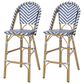 Hearth and Haven Outdoor Wicker French Barstool with Brown Aluminum Frame in Navy Blue (Set of 2), , large