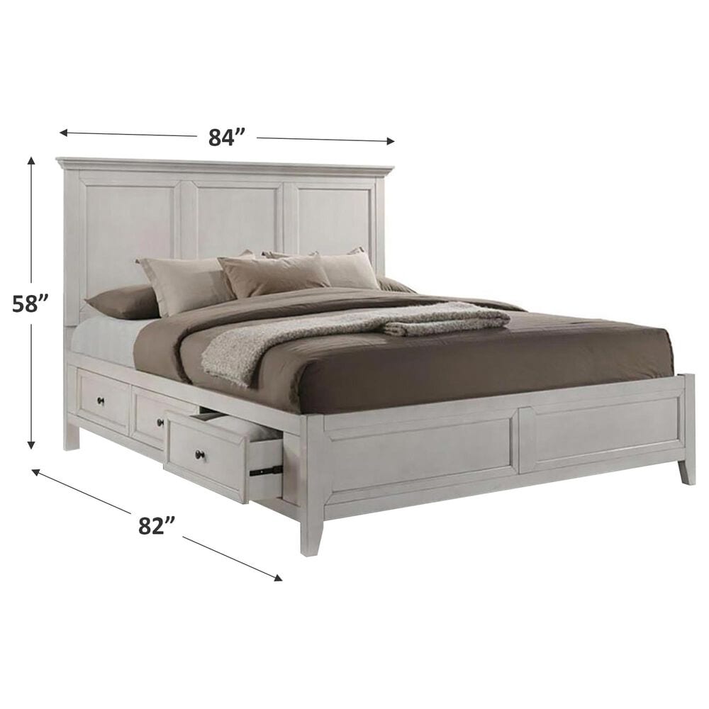Hawthorne Furniture San Mateo King Storage Bed in Rustic White, , large