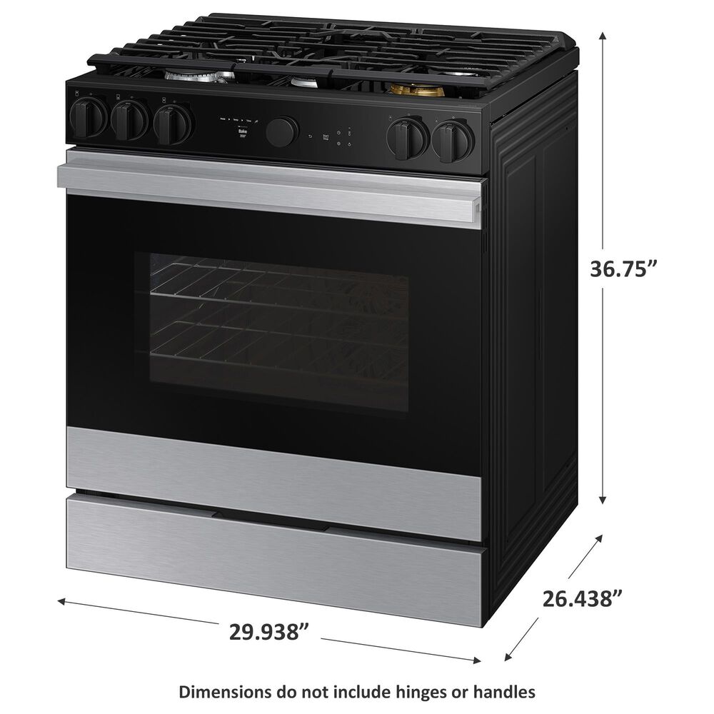 Samsung Bespoke Bespoke 6.0 Cu. Ft. Smart Slide-In Gas Range with Reversible Griddle and 23K BTU Power Burner in Stainless Steel, , large