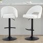 LumiSource Renee Adjustable Swivel Bar Stool with Cream Fabric Upholstery in Black (Set of 2), , large