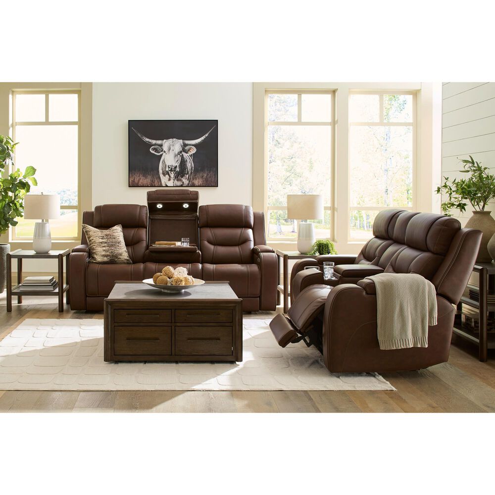 Ashley Knightington Power Reclining Loveseat in Brown, , large