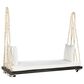 Hearth and Haven Topmax Outdoor Hanging Porch Swing Bench with Beige Cushion in Brown, , large