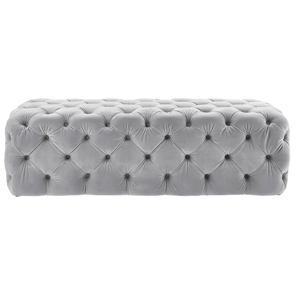 Tov Furniture Kaylee Jumbo Grey Velvet Ottoman NFM
