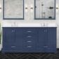 Lexora Home Dukes 72" Double Bathroom Vanity in Navy Blue with 2 cm White Cultured Marble Top and Rectangular Sinks, , large