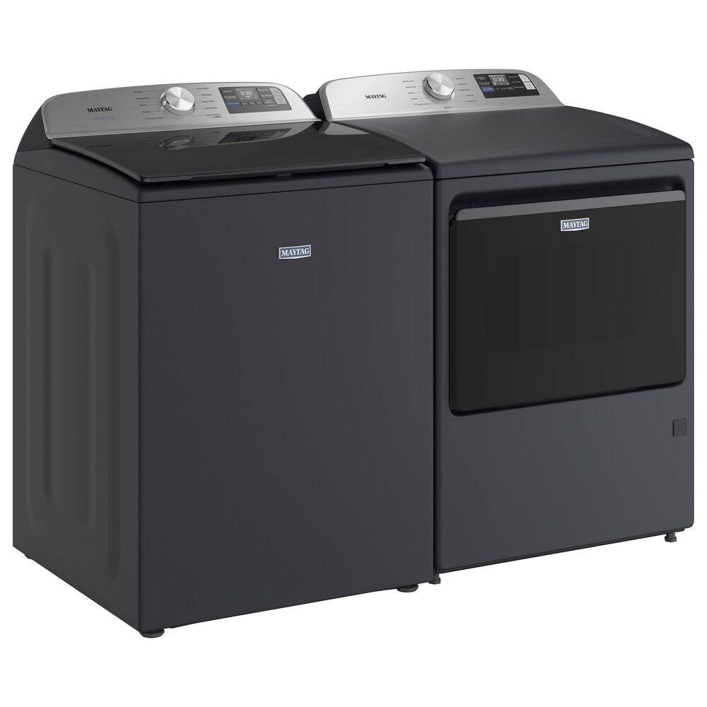 Maytag 5.3 Cu. Ft. Smart Top Load Washer and 7.4 Cu. Ft. Smart Electric Top Load Dryer Laundry Pair in Midnight Steel, , large