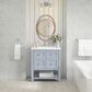James Martin Vanities Breckenridge 30" Single Bathroom Vanity in Serenity Blue with 3 cm White Zeus Quartz Top and Rectangular Sink, , large