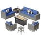 HOMLUX 10-Piece Outdoor Patio Wicker Sectional Furniture Set in Navy Blue, , large