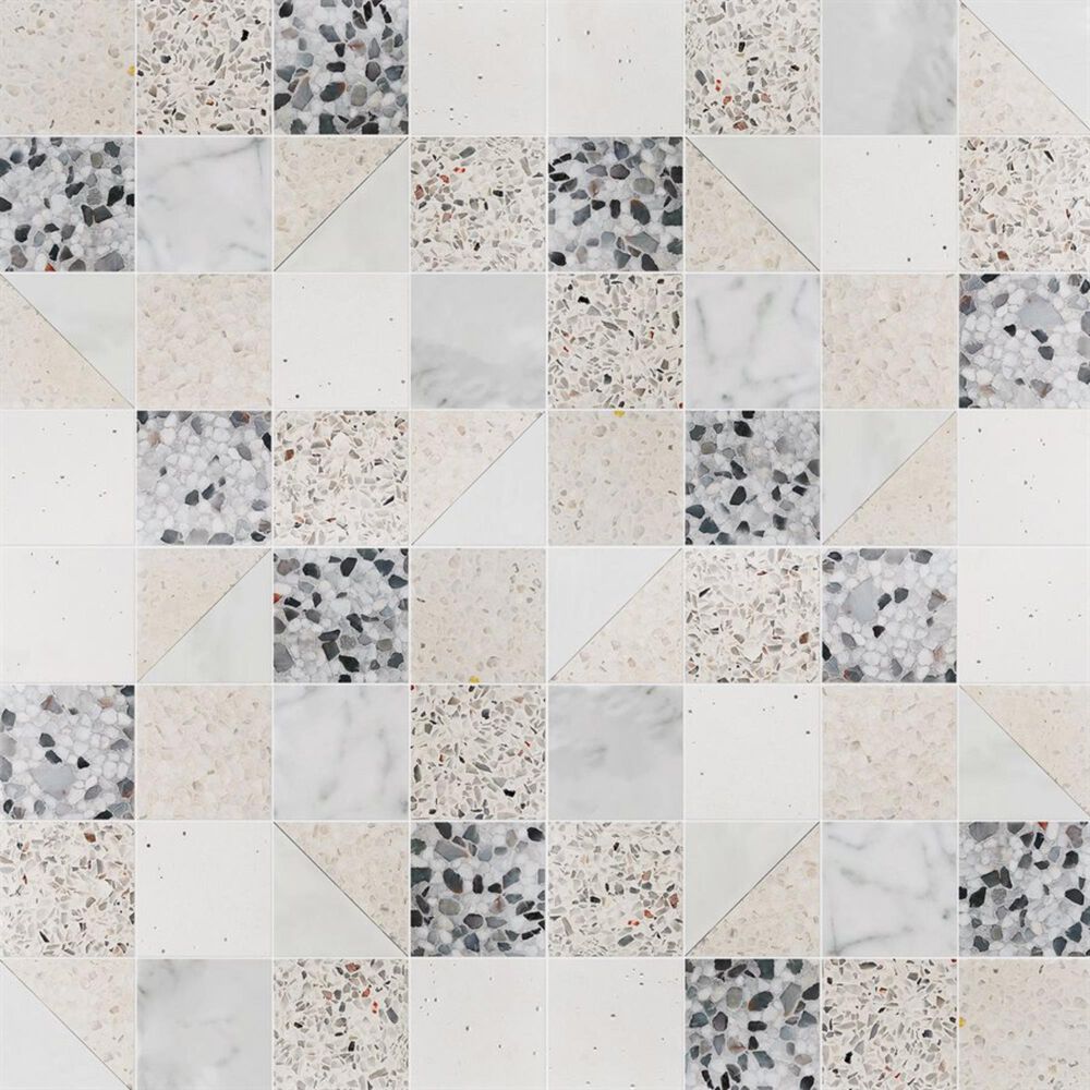 Soho Studio Elizabeth Sutton Terrazzi Swan 2.87" x 2.87" on 11.81" x 11.81" Mosaic Sheet, , large