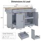 HOMLUX 59" Kitchen Island with 2 Pull Out Cabinet Organizers in Grey, , large