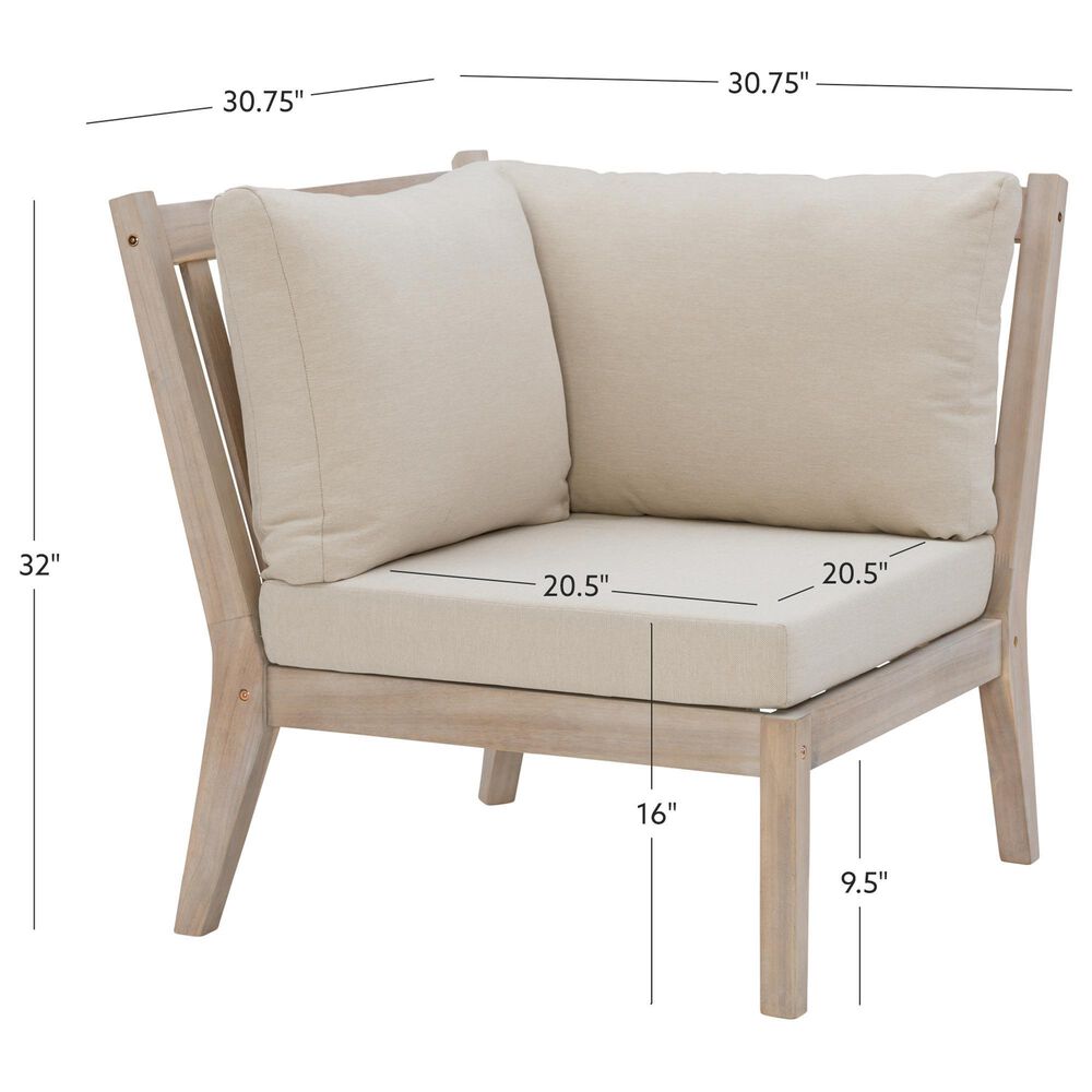 Linon Home Decor Teagon Patio Corner Chair in Beige, , large