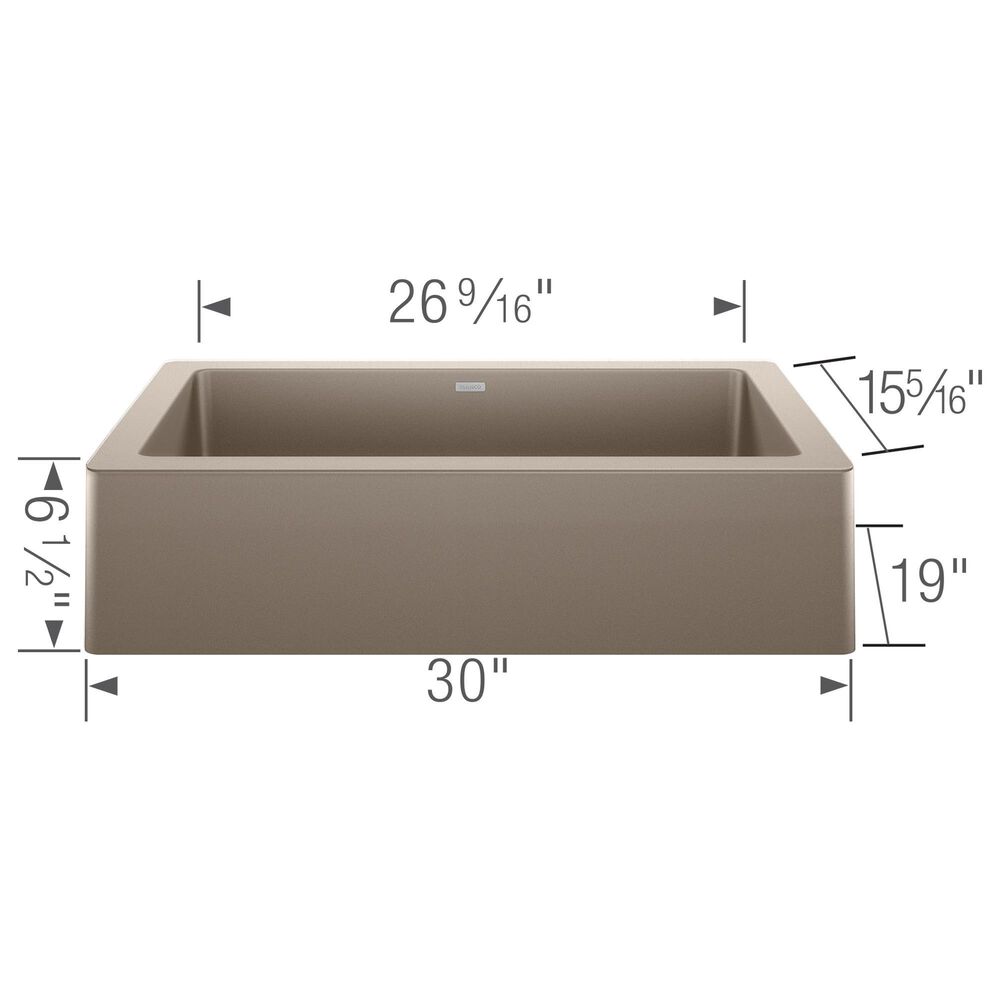 Blanco Vintera 30&quot; Super Single Apron Farmhouse Sink in Truffle, , large