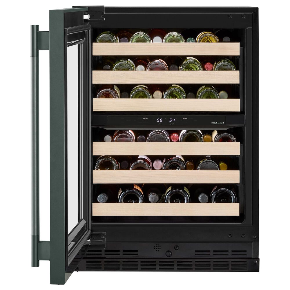 KitchenAid 24&quot; Undercounter Wine Cellar with Full-Extension Wood-Front Racks and Left Hinge in Juniper Green, , large