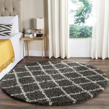 Safavieh Dallas Shag SGD258A-6R 6" x 6"  Dark Grey/Ivory Round Rug, , large