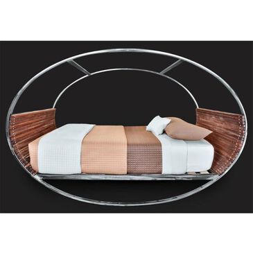 Homesource International Twin Mood Rocking Bed in Walnut with Brushed Steel, , large