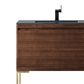 James Martin Vanities Mantova 35.4" Single Vanity in Mid-Century Walnut and Champagne Brass with 3 cm Charcoal Black Composite Stone Top and Rectangular Sink, , large