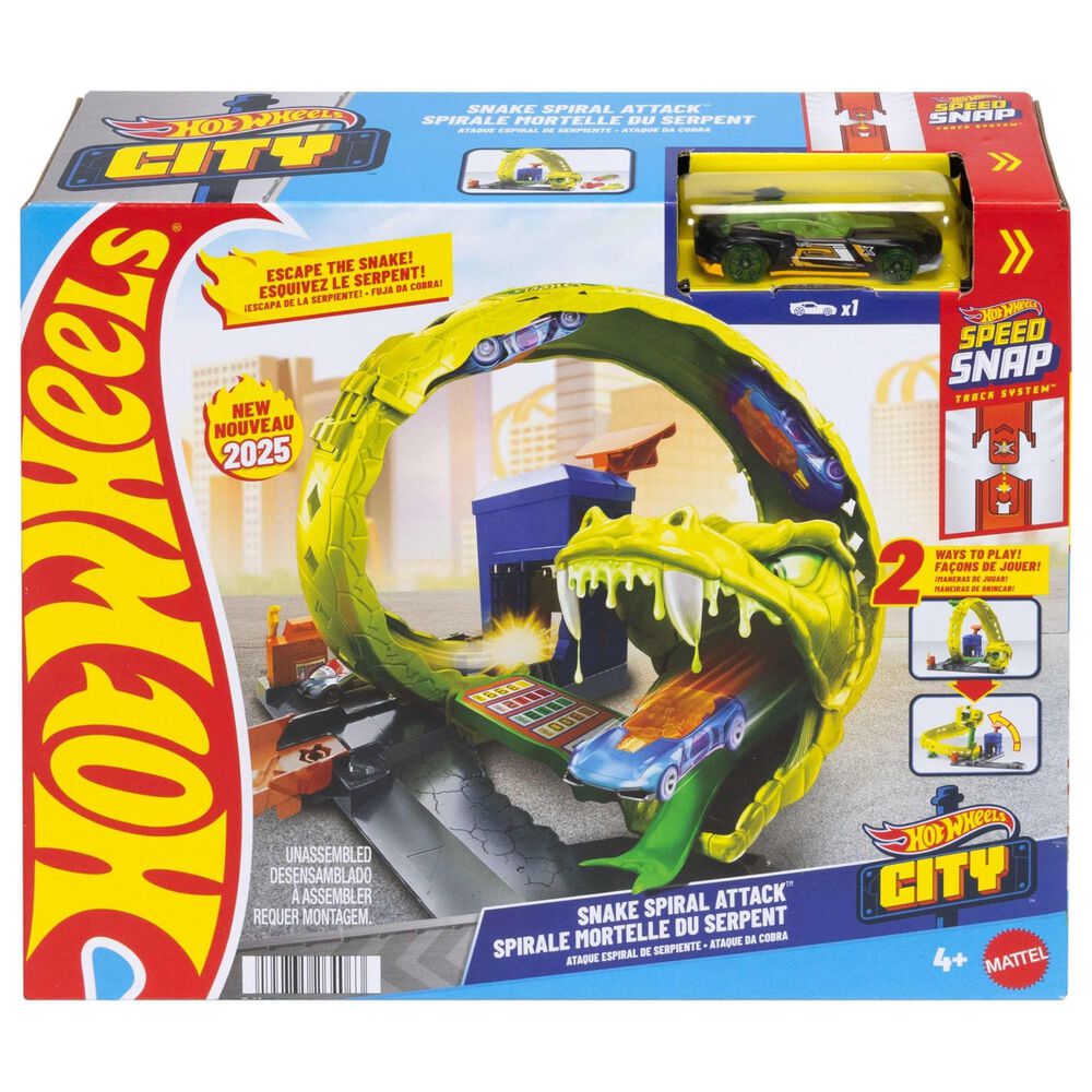 Hot Wheels Snake Spiral Attack Playset with 1:64 Scale Die-Cast Toy Car in Multicolor, , large