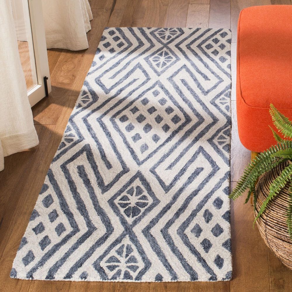 Safavieh Micro-Loop MLP611M 2&#39;3&quot; x 7&#39; Blue and Ivory Runner, , large