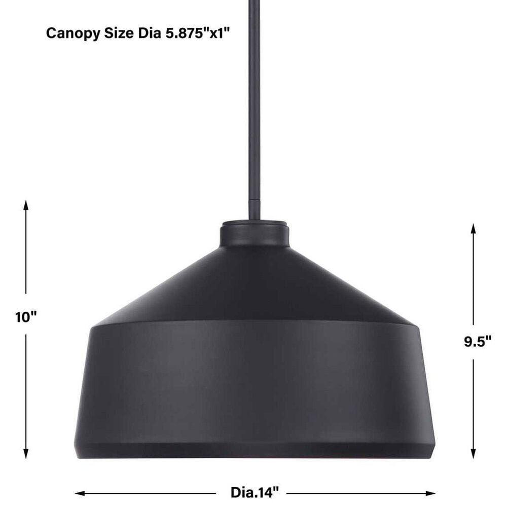 Uttermost Holgate 1-Light Pendant in Matte Black, , large