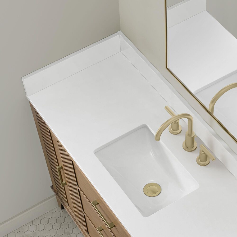 37B Fenwick 48" Single Bathroom Vanity in Kona with Glossy White Composite Stone Top and Backsplash, , large