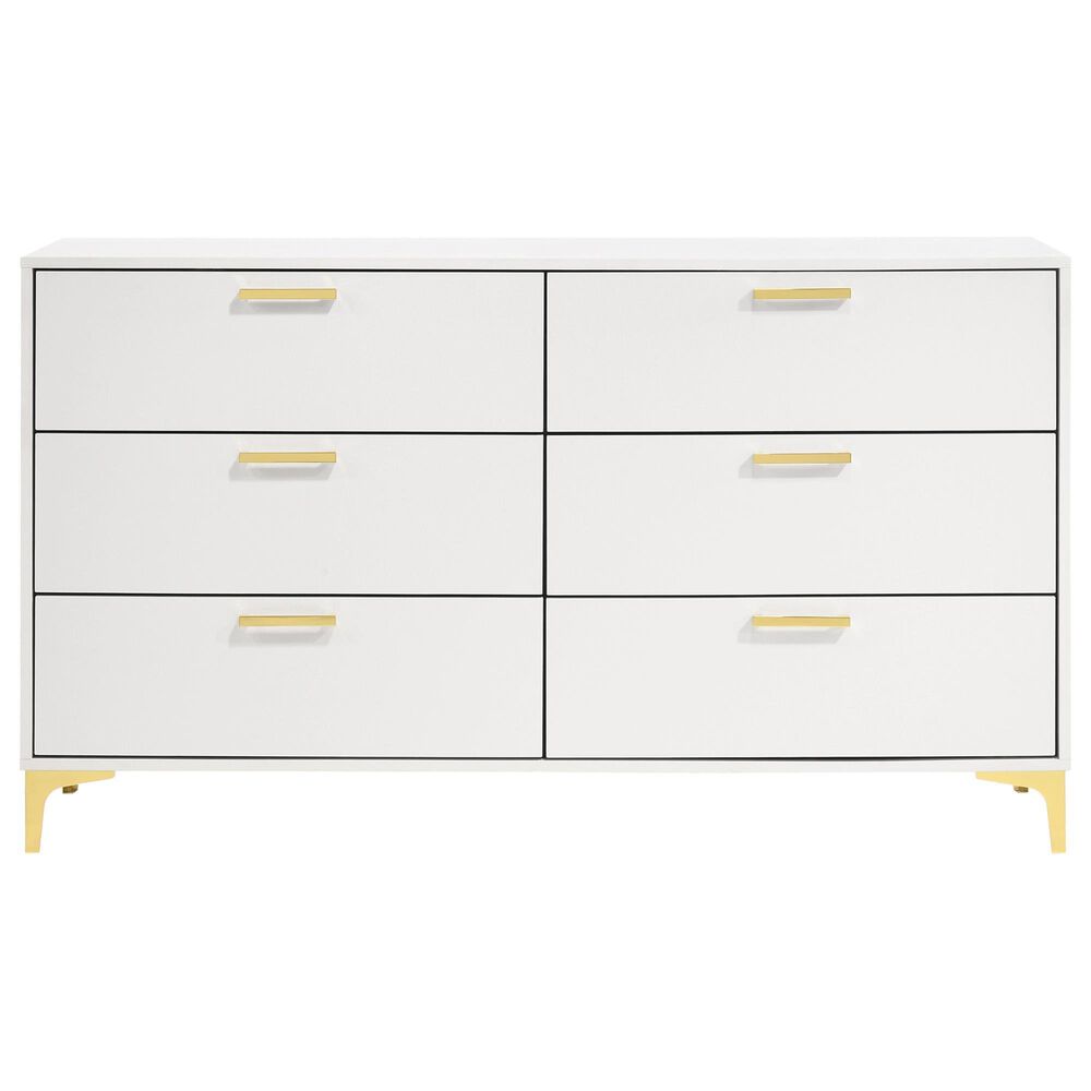 Pacific Landing Kendall 6-Drawer Dresser in Gold and White, , large