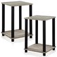 HOMLUX Turn-N-Tube End Table in French Oak Grey and Black (Set of 2), , large