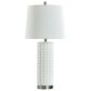 Flair Industries 30" Cast Resin Geometric Table Lamp with USB Ports in Pure White, , large