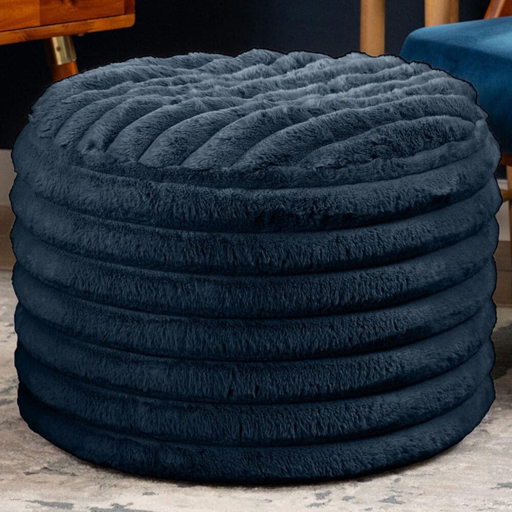 Jaxx Paran Round Ottoman in Mondo Navy, , large