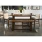 Emerald Ronan Counter Dining Table and 6 Counter Stools in Dark Brown Finish and Cream Polyester, , large