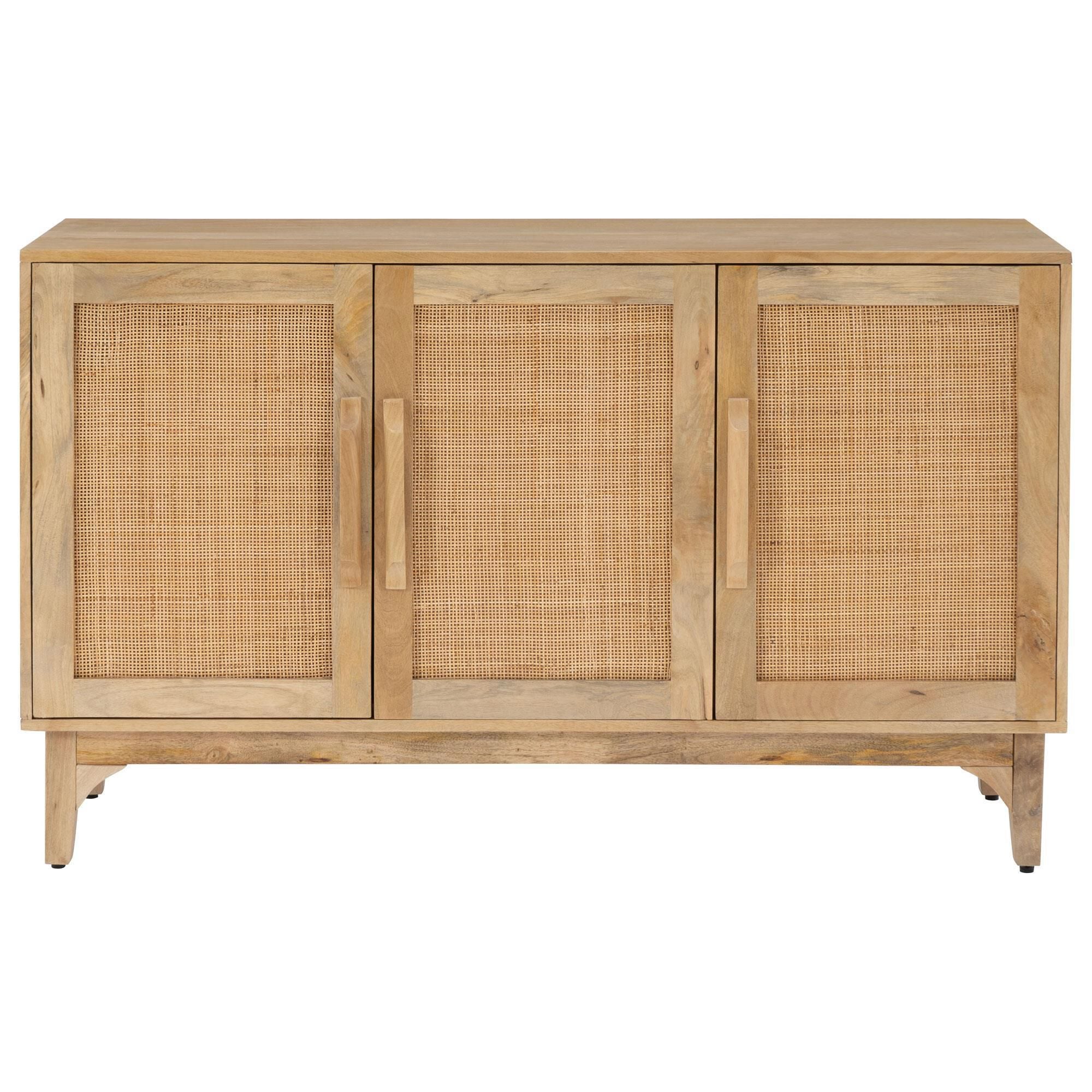 Linon Home Decor Janie 3-Door Cabinet in Natural