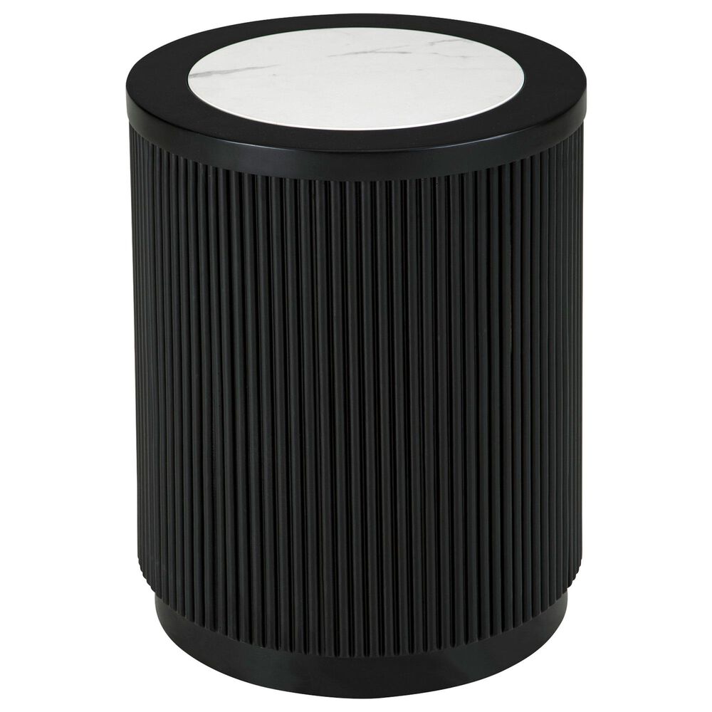 Ashley Grayman Round End Table in Matte Black, , large