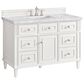 James Martin Vanities Lorelai 48" Single Vanity in Bright White with 3 cm Carrara White Marble Top, , large