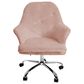 Impressions Vanity Michelle Tufted Vanity Chair with Pink Cushion in Stainless Steel, , large