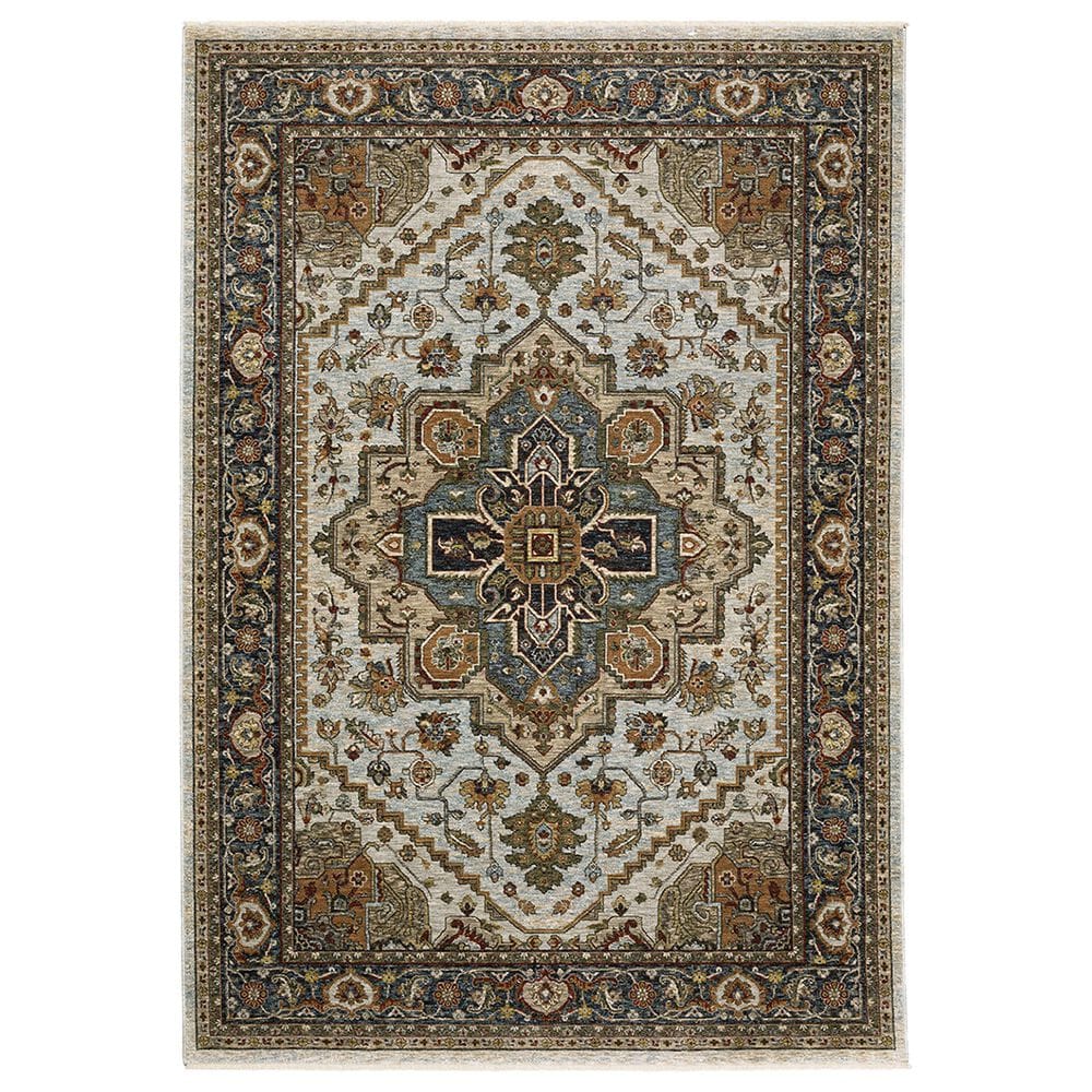 Oriental Weavers Aberdeen Medallion 7"10" x 10"10" Ivory and Blue Area Rug, , large