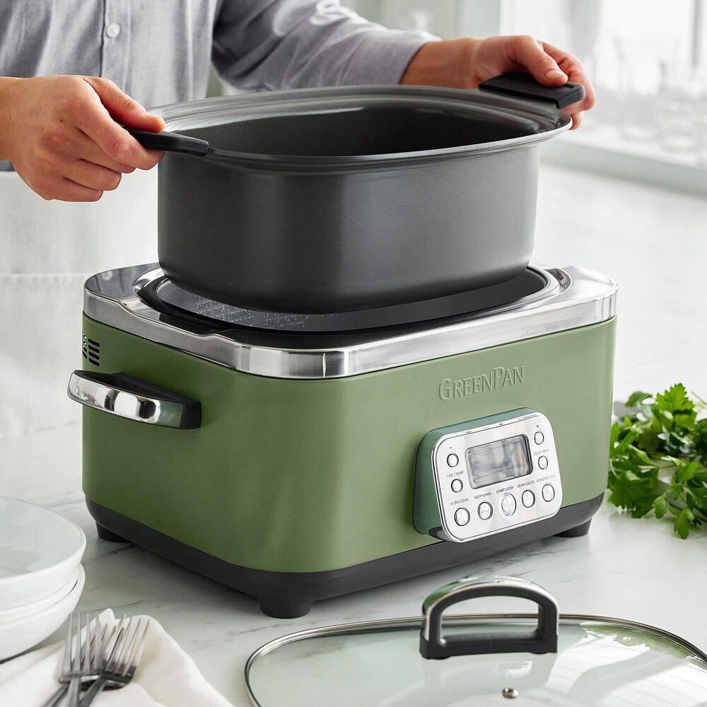 Green Pan Elite 14-In-1 6 Quart Slow Cooker in Sage Green, , large