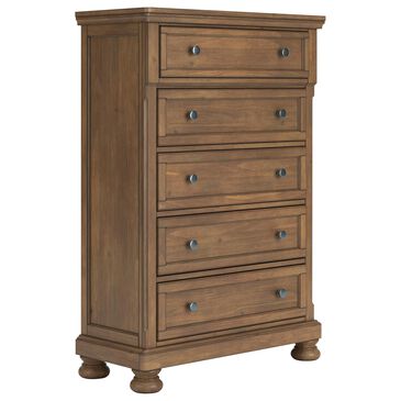 Ashley Feddinger 5 Drawer Chest in Chestnut Brown, , large