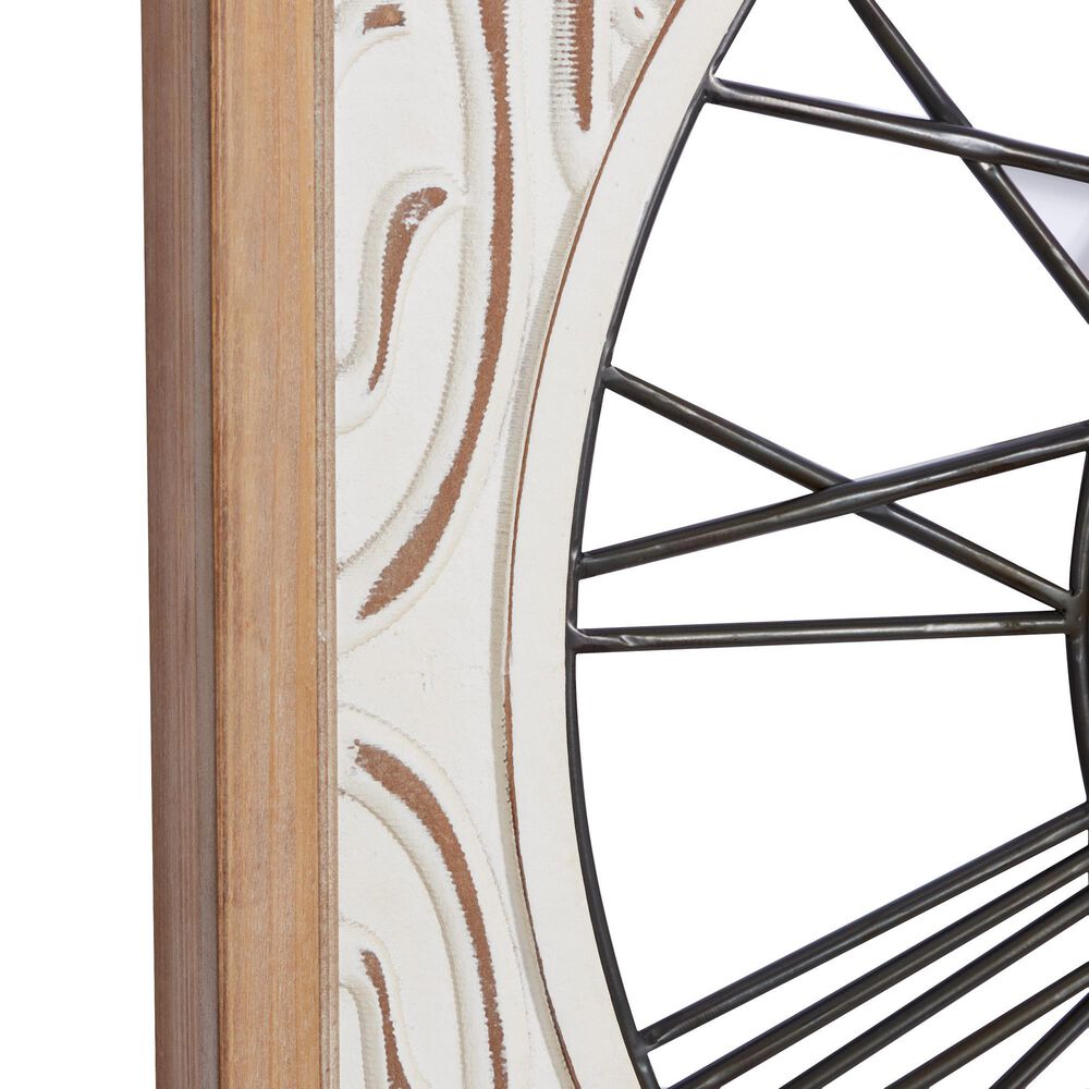 Maple and Jade 29&quot; Wall Clock in Distressed White and Brown, , large