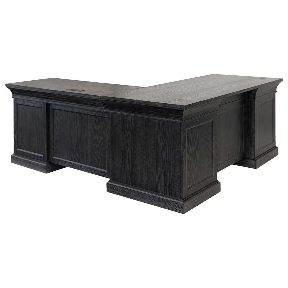 Wycliff Bay Willow Lane 4-Piece L-Shaped Desk with Bookcase and Ladder in Ebony Black, , large